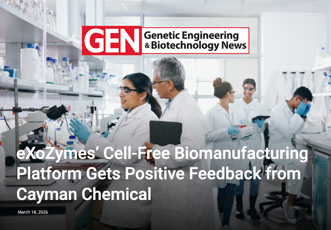 eXoZymes’ Cell-Free Biomanufacturing Platform Gets Positive Feedback from Cayman Chemical
