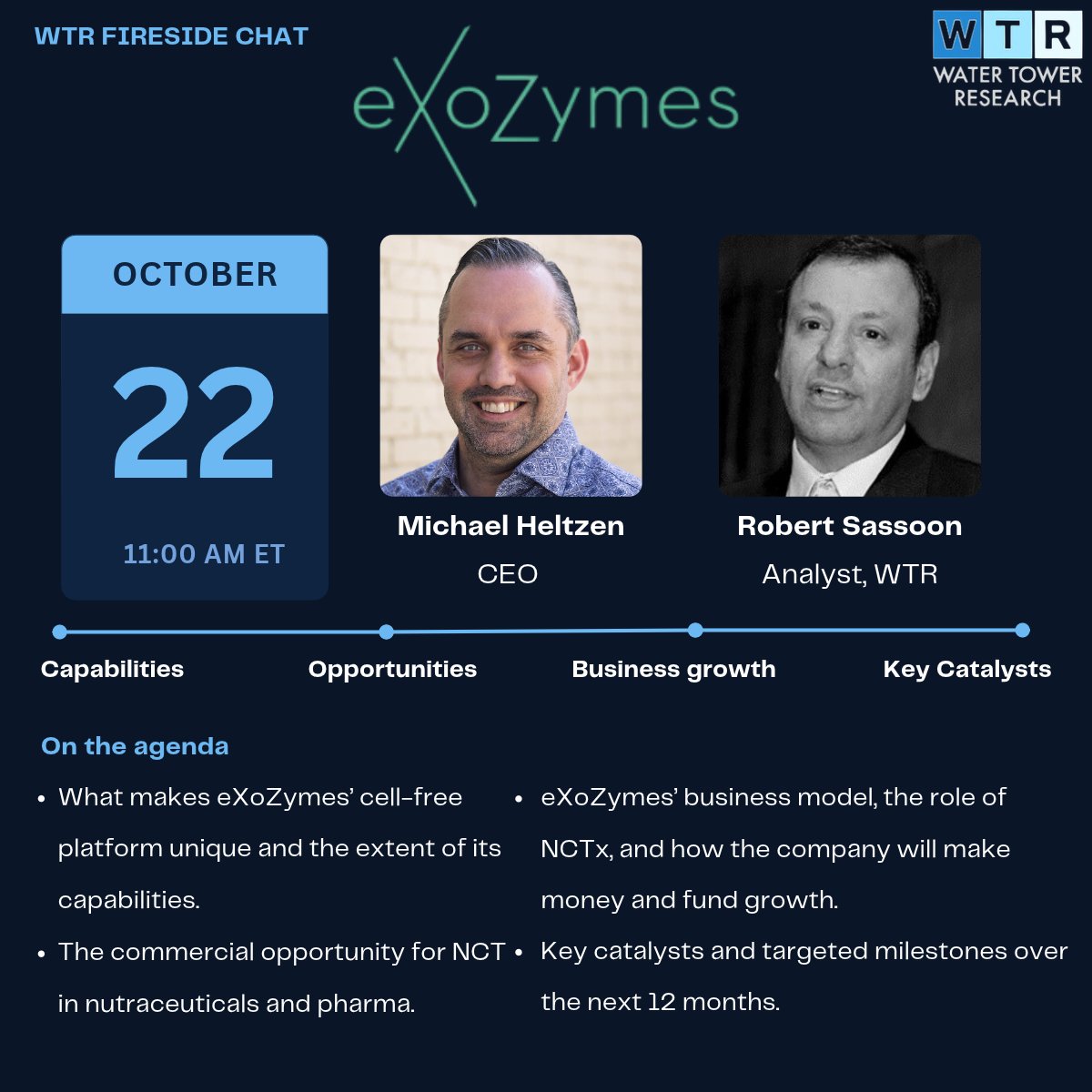 Fireside chat with Water Tower Research - tomorrow at 11AM EST
