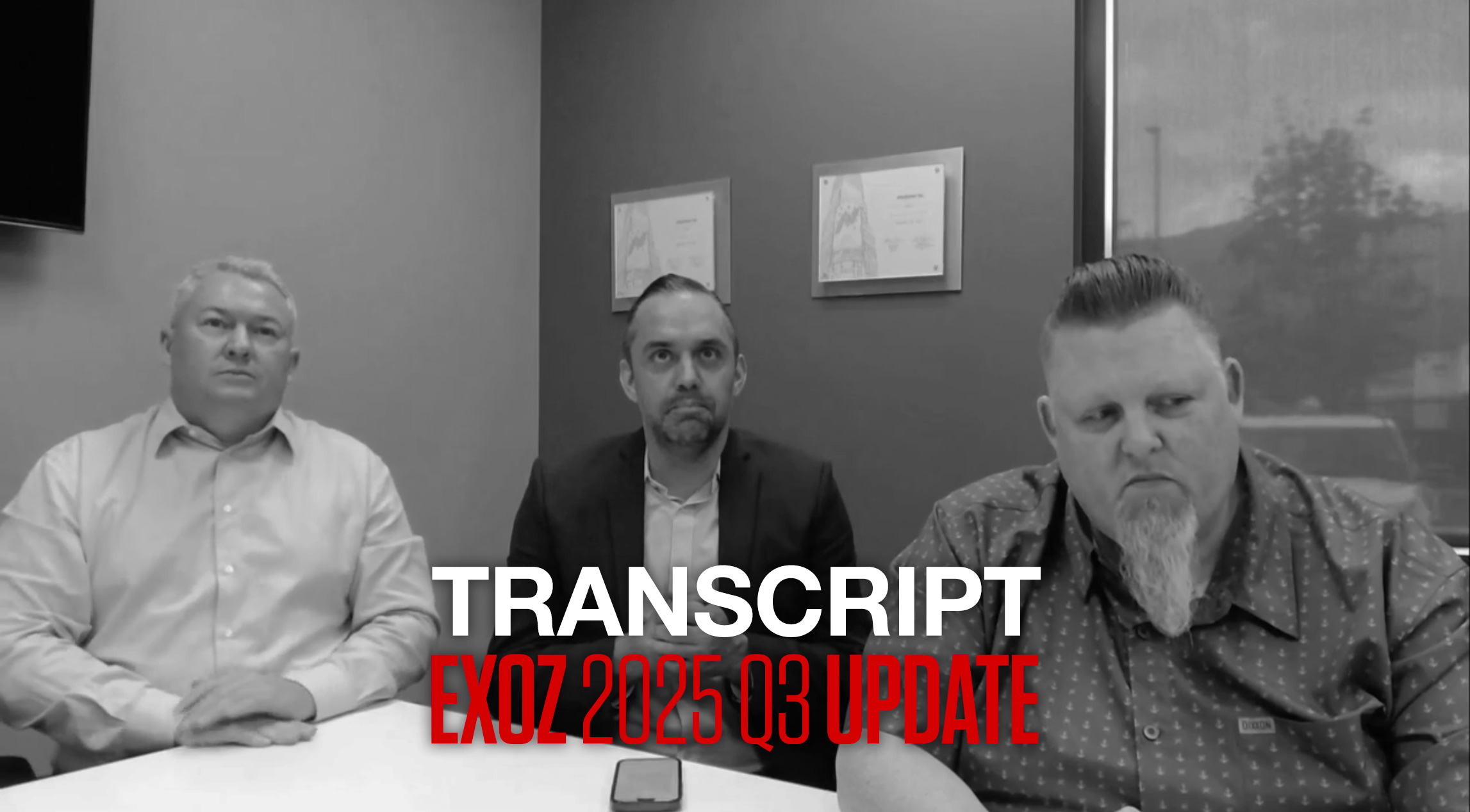 Transcript: EXOZ Q3 2025 update